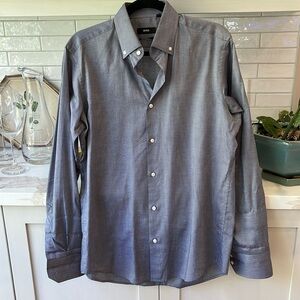 EUC Hugo Boss button classic fit down dress shirt in a slate blue/grey.